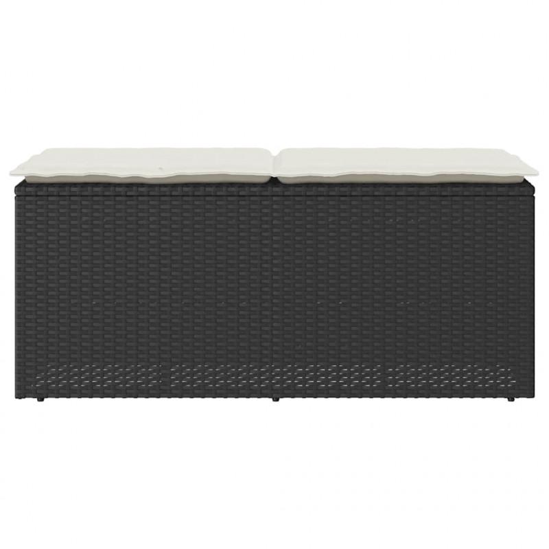 Ławka ogrodowa z poduszką Czarna 110x40x44 cm Polirattan