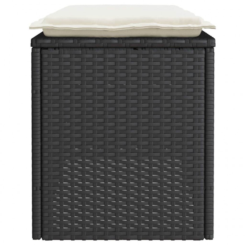 Ławka ogrodowa z poduszką Czarna 110x40x44 cm Polirattan