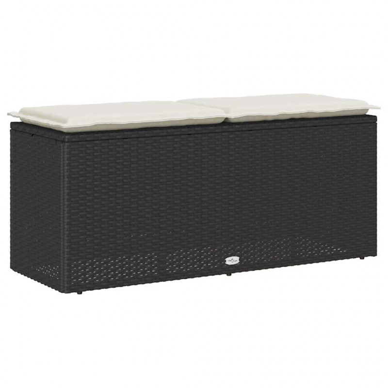 Ławka ogrodowa z poduszką Czarna 110x40x44 cm Polirattan