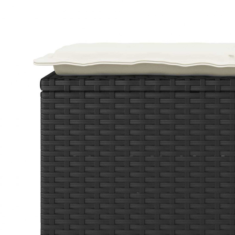 Ławka ogrodowa z poduszką Czarna 110x40x44 cm Polirattan