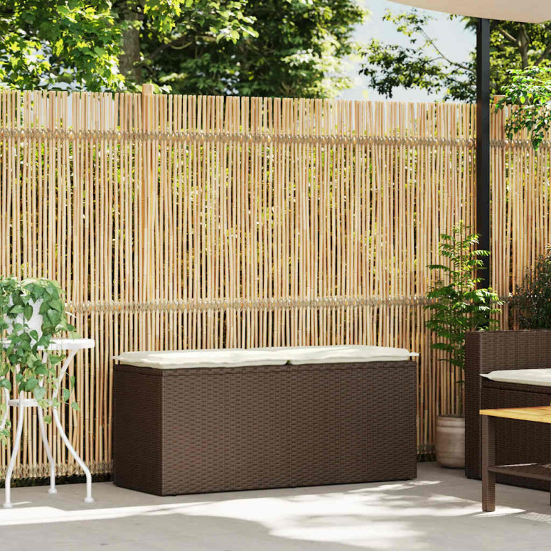 Ławka ogrodowa z poduszką Brązowa 110x40x44 cm Polirattan