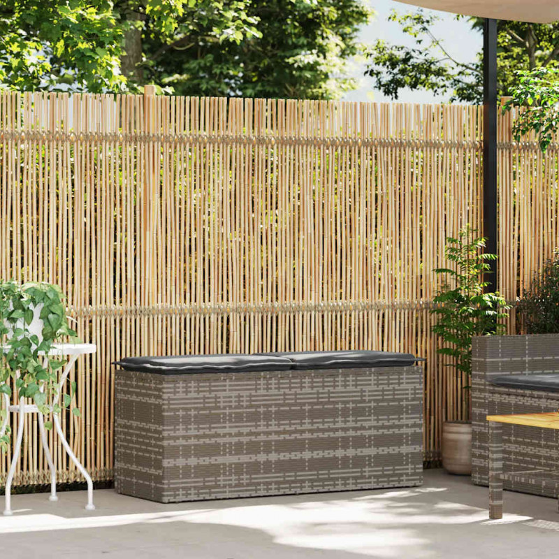 Ławka ogrodowa z poduszką Szara 110x40x44 cm Polirattan