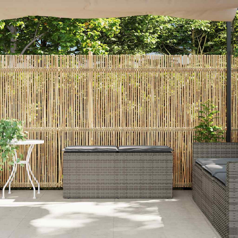 Ławka ogrodowa z poduszką Szara 110x40x44 cm Polirattan