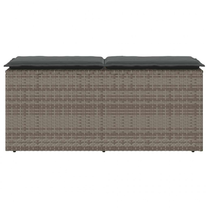 Ławka ogrodowa z poduszką Szara 110x40x44 cm Polirattan