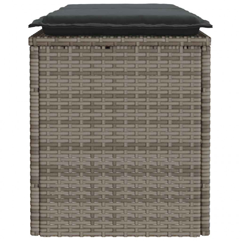 Ławka ogrodowa z poduszką Szara 110x40x44 cm Polirattan