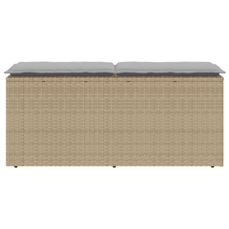 Ławka ogrodowa z poduszką beżowa 110x40x44 cm polirattan