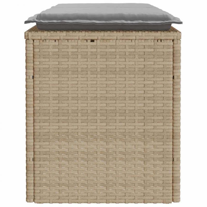 Ławka ogrodowa z poduszką beżowa 110x40x44 cm polirattan