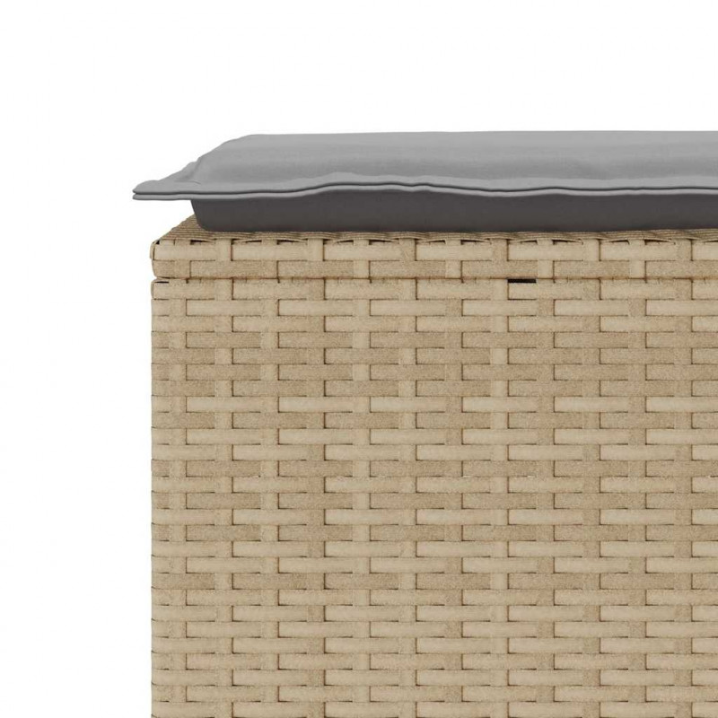 Ławka ogrodowa z poduszką beżowa 110x40x44 cm polirattan