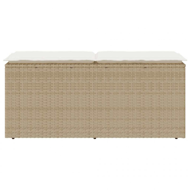 Ławka ogrodowa z poduszką beżowa 110x40x44 cm polirattan
