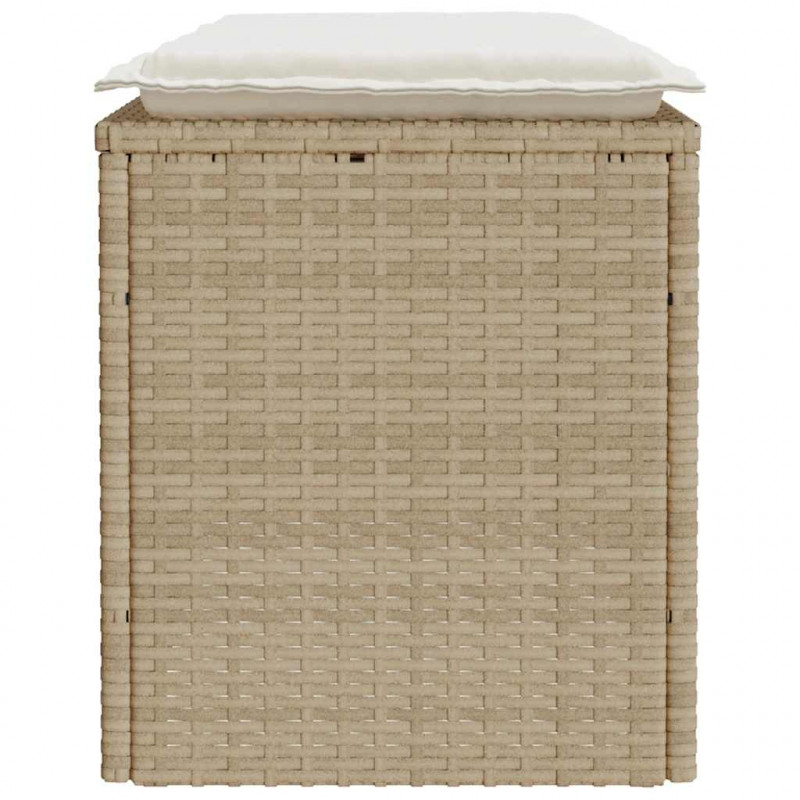 Ławka ogrodowa z poduszką beżowa 110x40x44 cm polirattan
