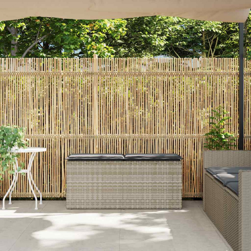 Ławka ogrodowa z poduszką Jasnoszara 110x40x44 cm Polirattan