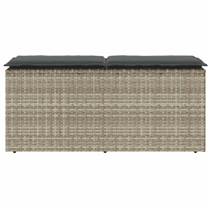Ławka ogrodowa z poduszką Jasnoszara 110x40x44 cm Polirattan