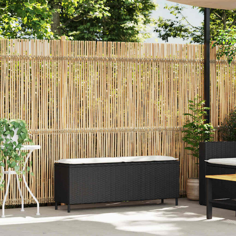 Ławka ogrodowa z poduszką Czarna 110x30x40,5 cm Polirattan