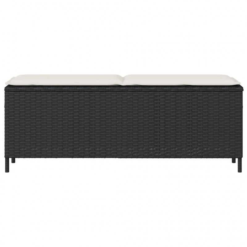 Ławka ogrodowa z poduszką Czarna 110x30x40,5 cm Polirattan