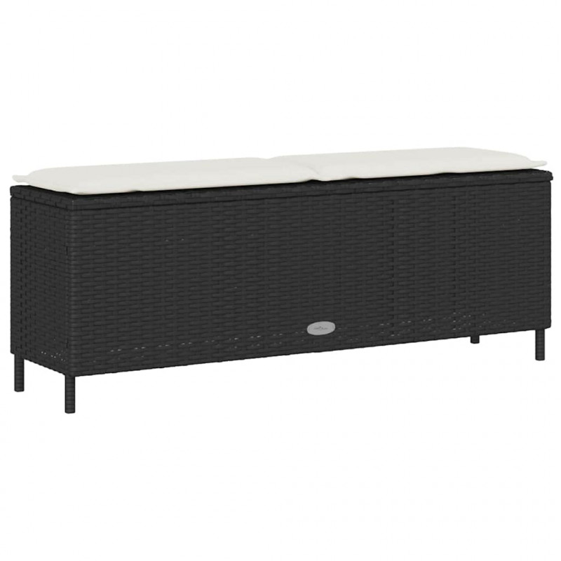 Ławka ogrodowa z poduszką Czarna 110x30x40,5 cm Polirattan