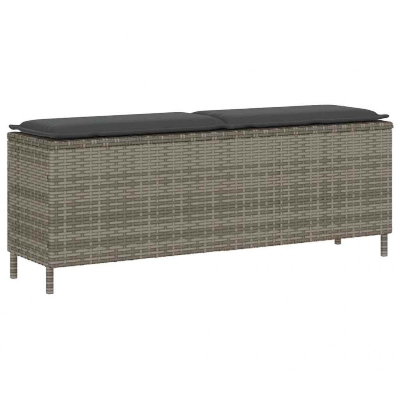 Ławka ogrodowa z poduszką Szara 110x30x40,5 cm Polirattan