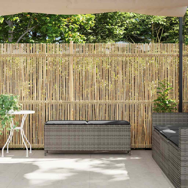 Ławka ogrodowa z poduszką Szara 110x30x40,5 cm Polirattan