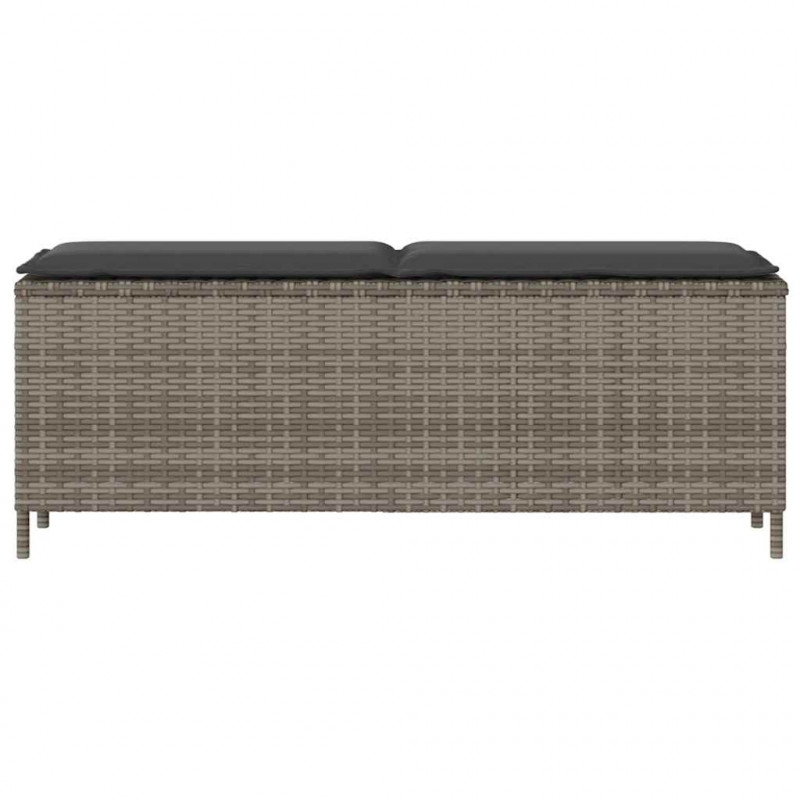Ławka ogrodowa z poduszką Szara 110x30x40,5 cm Polirattan