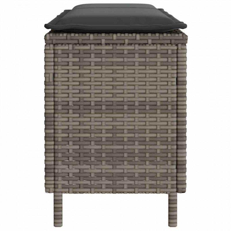 Ławka ogrodowa z poduszką Szara 110x30x40,5 cm Polirattan