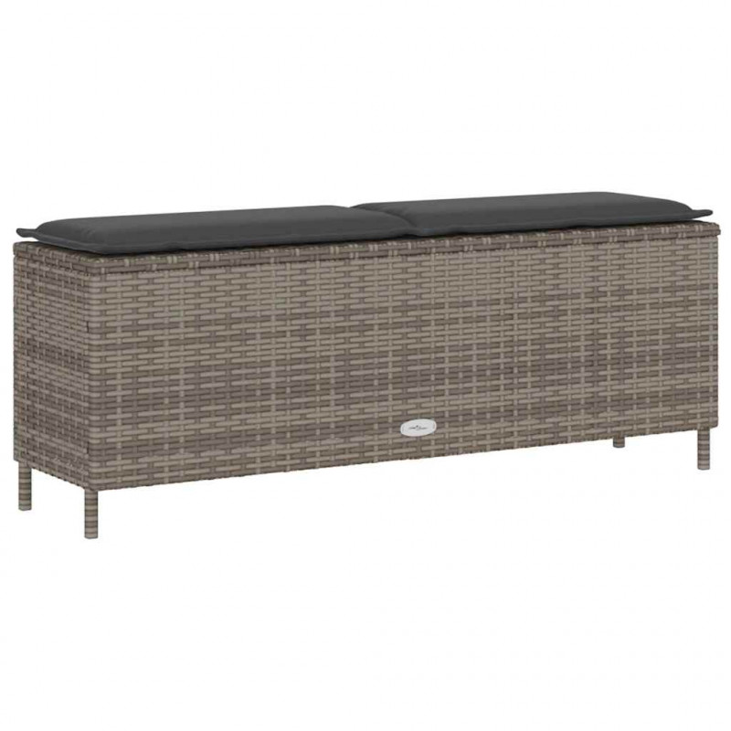 Ławka ogrodowa z poduszką Szara 110x30x40,5 cm Polirattan