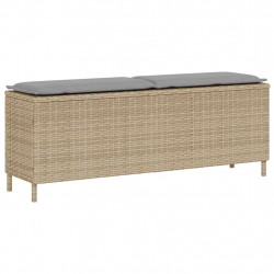 Ławka ogrodowa z poduszką beżowa 110x30x40,5 cm polirattan