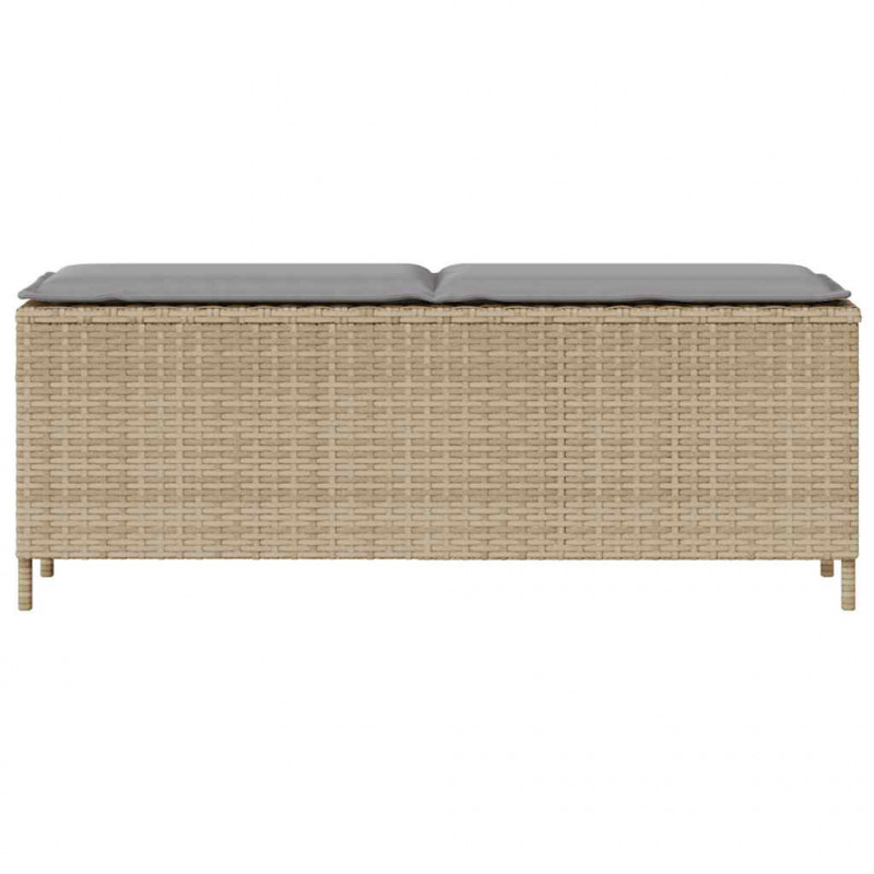 Ławka ogrodowa z poduszką beżowa 110x30x40,5 cm polirattan