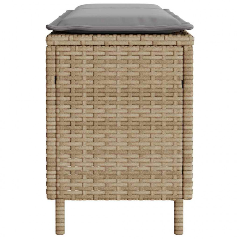 Ławka ogrodowa z poduszką beżowa 110x30x40,5 cm polirattan