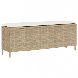 Ławka ogrodowa z poduszką beżowa 110x30x40,5 cm polirattan