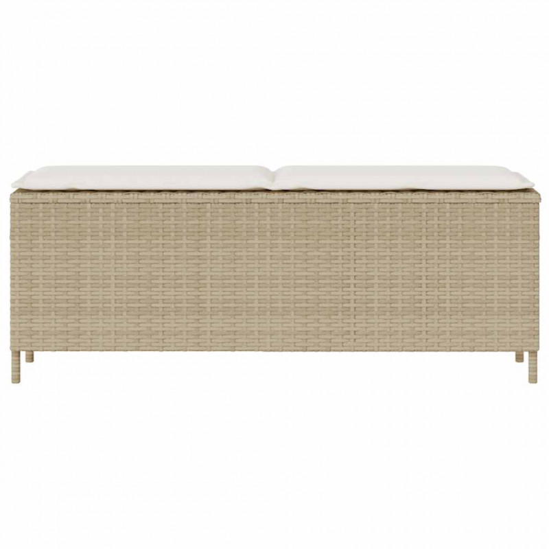 Ławka ogrodowa z poduszką beżowa 110x30x40,5 cm polirattan