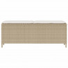 Ławka ogrodowa z poduszką beżowa 110x30x40,5 cm polirattan
