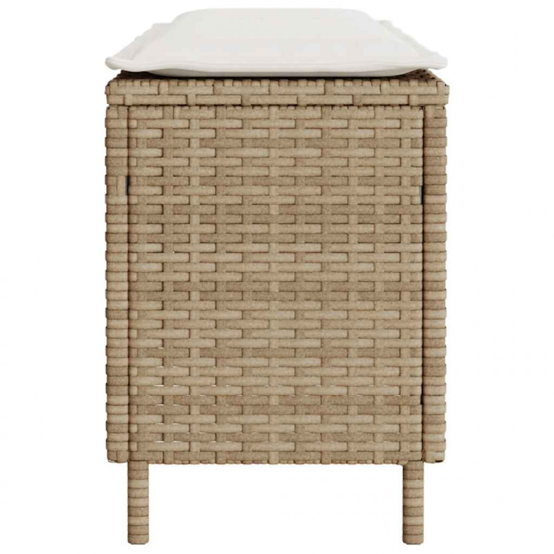Ławka ogrodowa z poduszką beżowa 110x30x40,5 cm polirattan