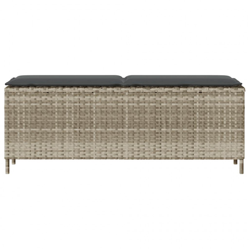 Ławka ogrodowa z poduszką Jasnoszara 110x30x40,5 cm Polirattan