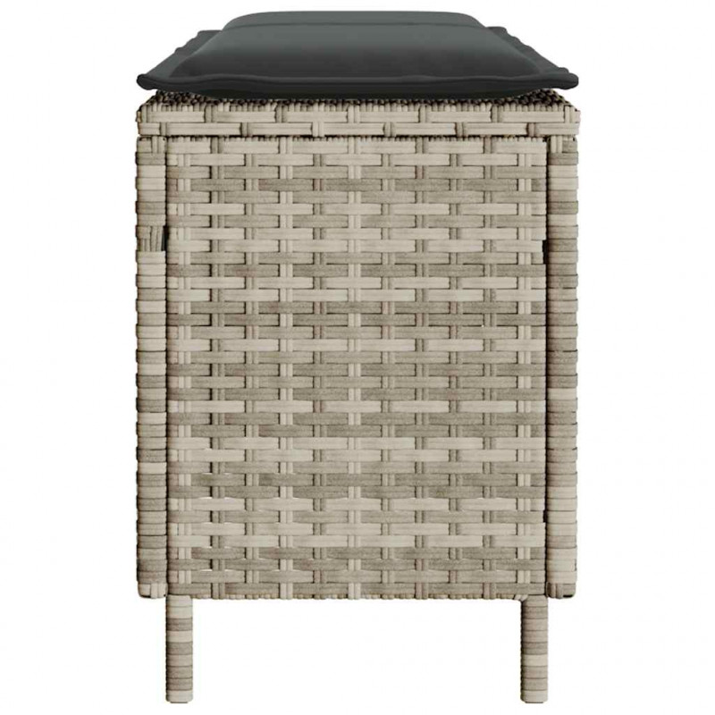 Ławka ogrodowa z poduszką Jasnoszara 110x30x40,5 cm Polirattan