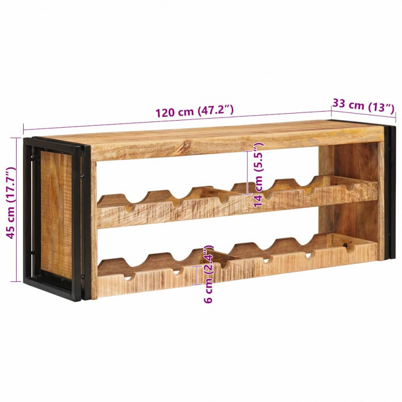 Regał na wino Brązowy 100 x 45 x 33 cm Lite Surowe Drewno Mango