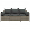 3-osobowa sofa ogrodowa z poduszkami, szara, polirattan