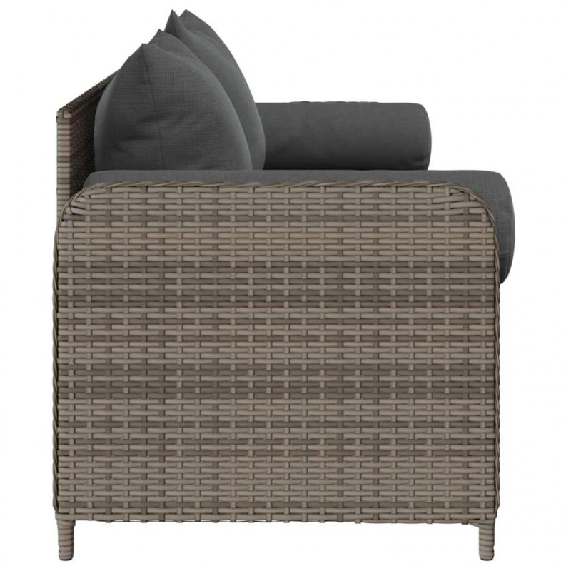 3-osobowa sofa ogrodowa z poduszkami, szara, polirattan