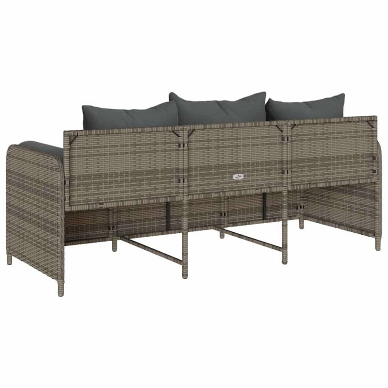 3-osobowa sofa ogrodowa z poduszkami, szara, polirattan