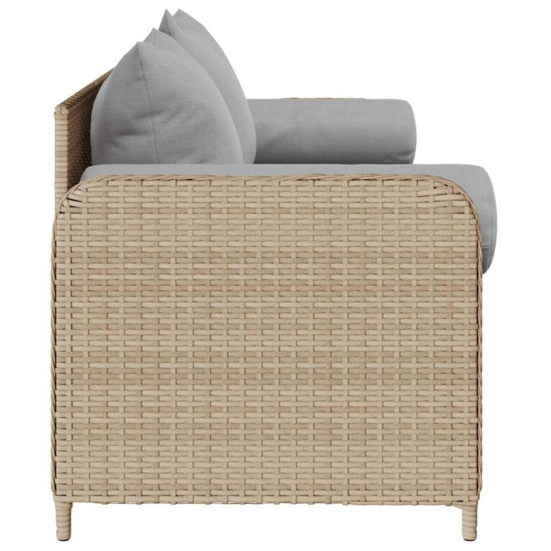 Sofa ogrodowa z poduszkami, 3-osobowa, beż, polirattan