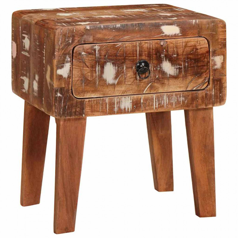 Stolik końcowy Brązowy 40 x 32 x 46 cm Lite Drewno Recyklingowe
