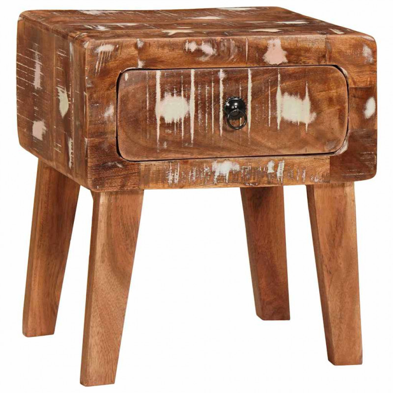Stolik końcowy Brązowy 40 x 32 x 46 cm Lite Drewno Recyklingowe