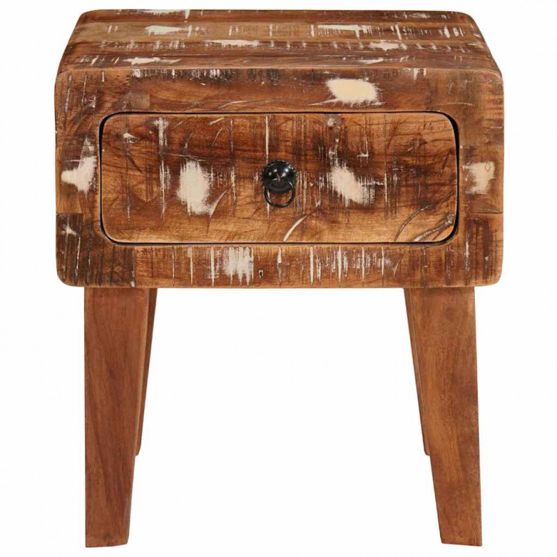 Stolik końcowy Brązowy 40 x 32 x 46 cm Lite Drewno Recyklingowe