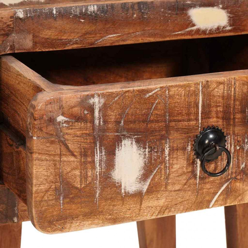 Stolik końcowy Brązowy 40 x 32 x 46 cm Lite Drewno Recyklingowe
