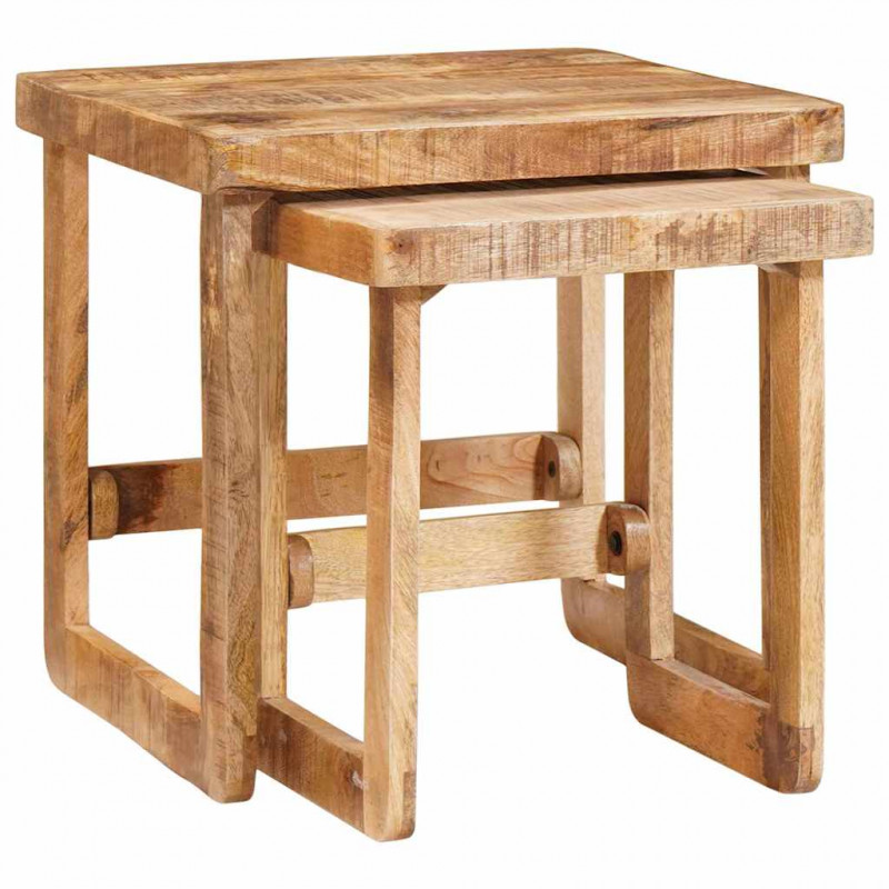 Stolik gniazdowy 2 pcs Brązowy 46 x 46 x 45 cm Drewno z mango