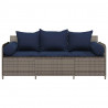 3-osobowa sofa ogrodowa z poduszkami, szara, polirattan