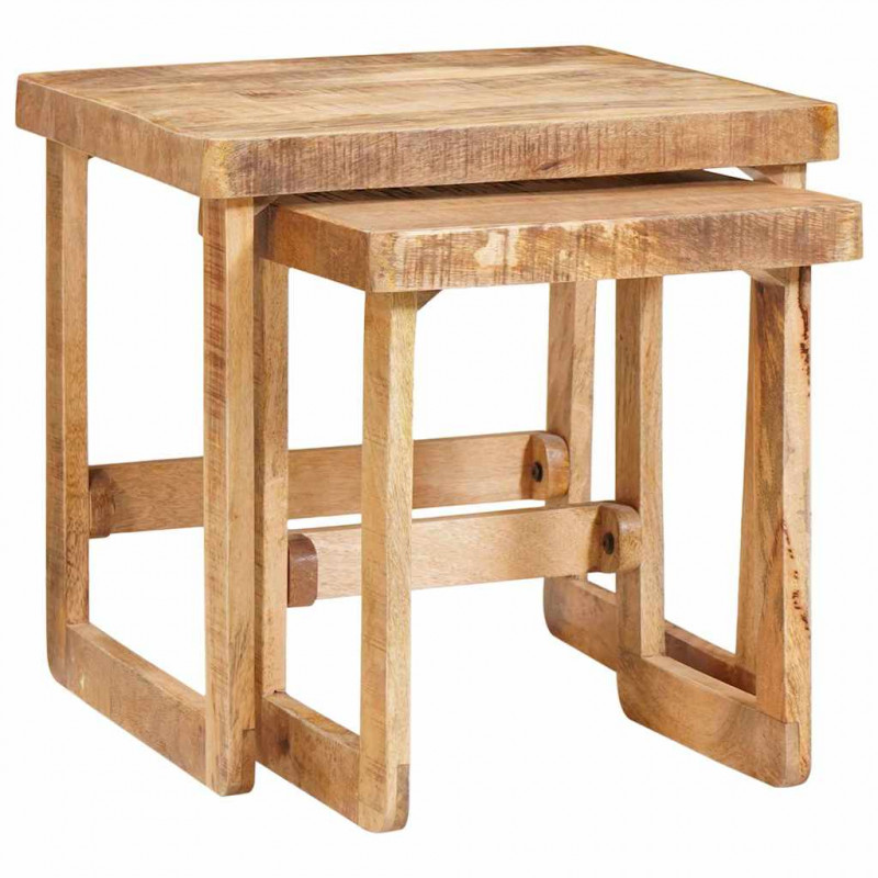 Stolik gniazdowy 2 pcs Brązowy 46 x 46 x 45 cm Drewno z mango