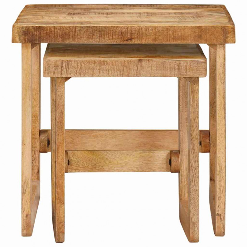 Stolik gniazdowy 2 pcs Brązowy 46 x 46 x 45 cm Drewno z mango