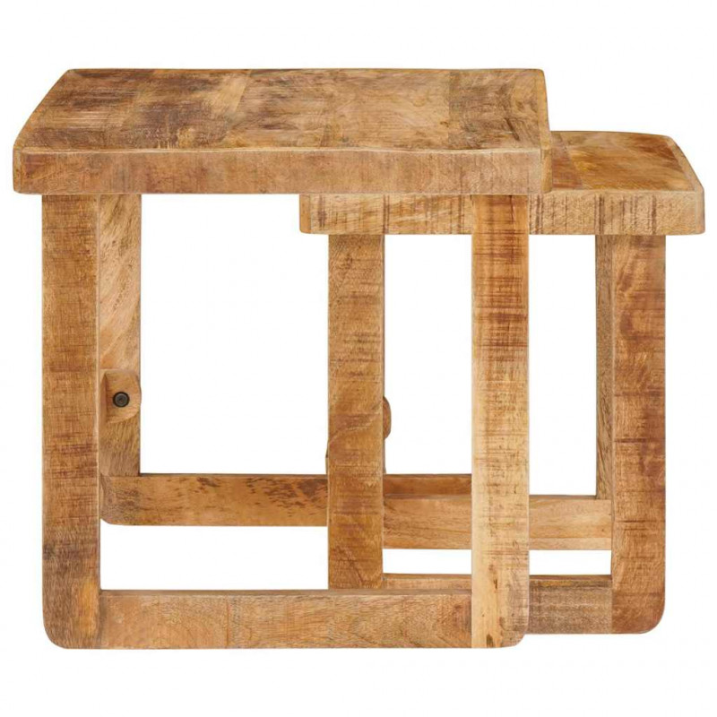 Stolik gniazdowy 2 pcs Brązowy 46 x 46 x 45 cm Drewno z mango