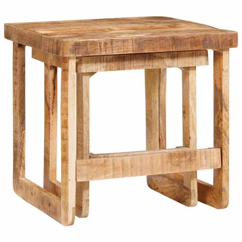 Stolik gniazdowy 2 pcs Brązowy 46 x 46 x 45 cm Drewno z mango