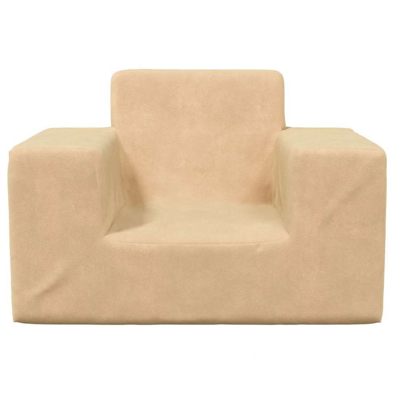 Sofa dziecięca, kremowa, miękki plusz