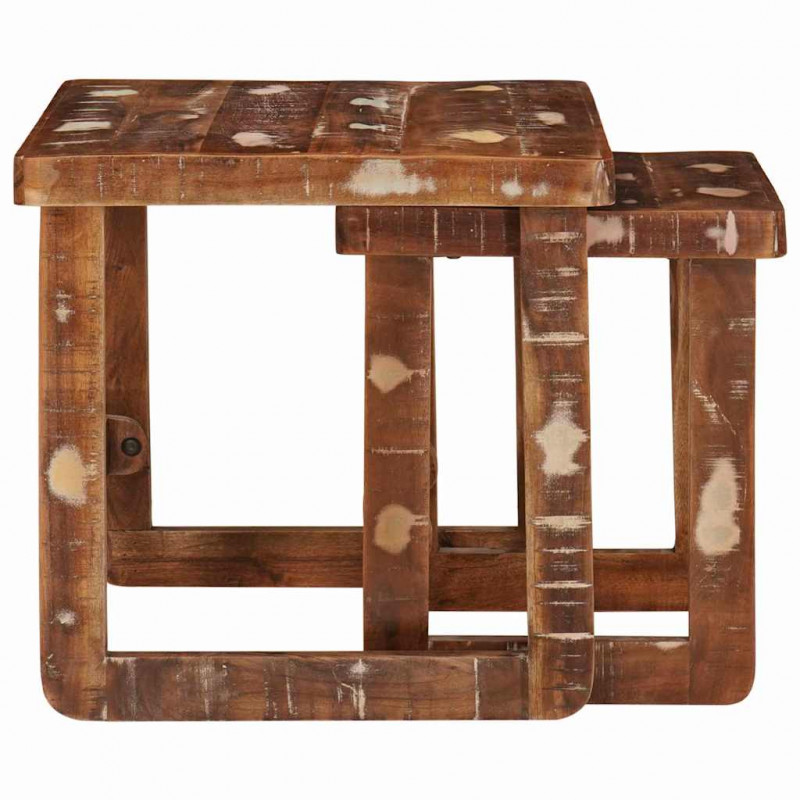 Stolik gniazdowy 2 pcs 46 x 46 x 45 cm Lite Drewno Recyklingowe